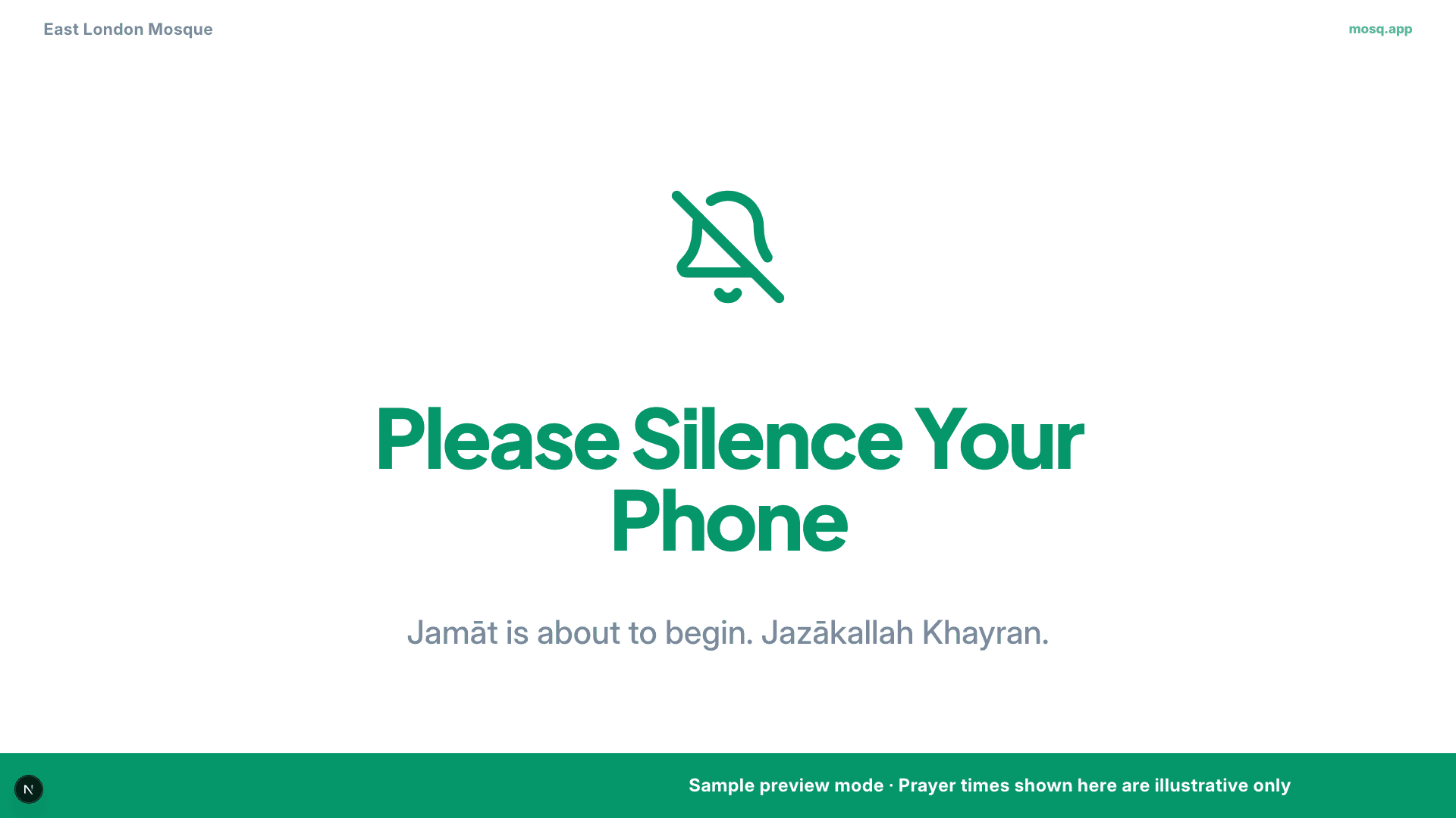 Display in Pre-Adhan state