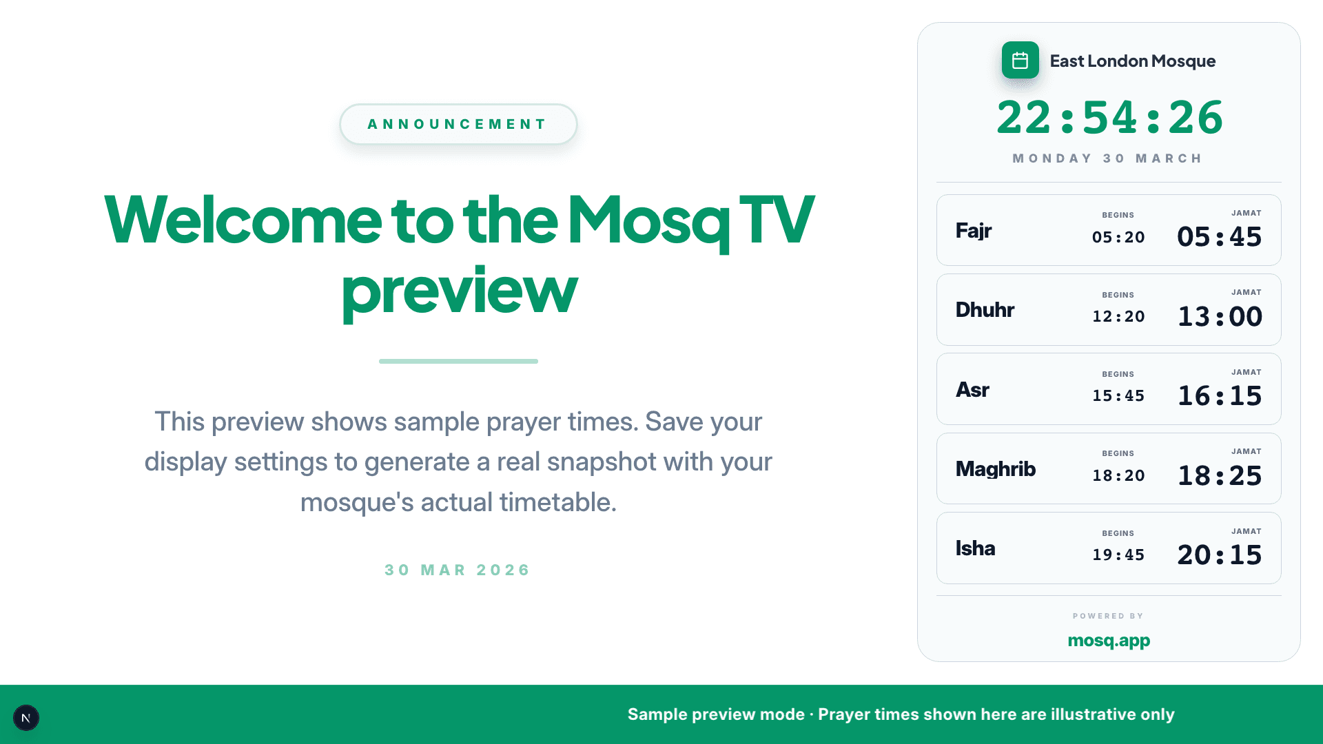 Announcements slide preview
